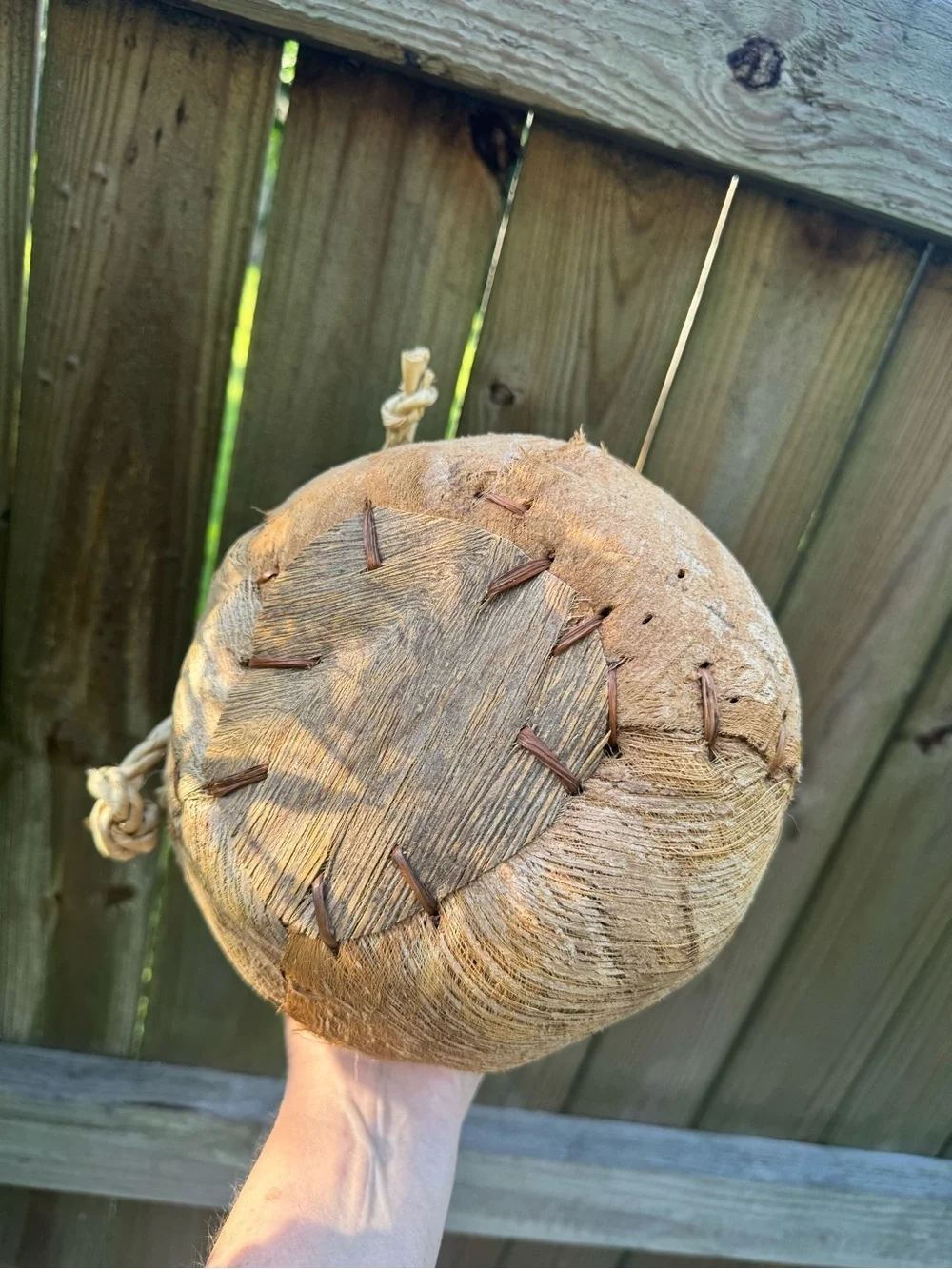 Vintage Rustic Primitive Handcrafted Natural Fiber Plant Basket - Tan